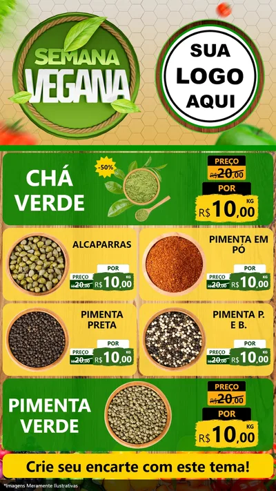 Modelo de TV para TV Vertical com o tema Semana Vegana para Produtos Naturais