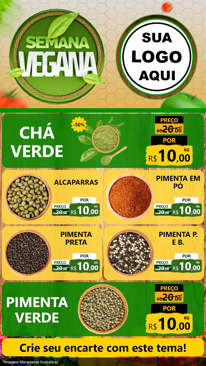 Modelo de TV para TV Vertical com o tema Semana Vegana para Produtos Naturais