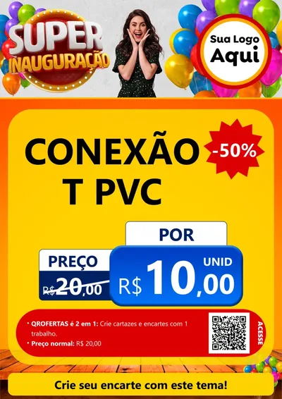Modelo de Cartaz para Cartaz A4 Vertical com o tema Super Inauguração para Tubos e conexões