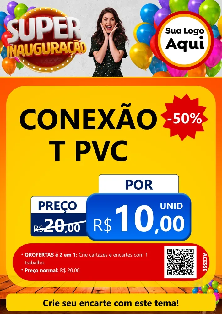 Modelo de Cartaz para Cartaz A4 Vertical com o tema Super Inauguração para Tubos e conexões