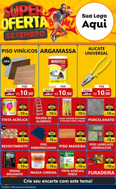 Modelo de Encarte para Encarte Grande com o tema Super Oferta Setembro para Material para Construção