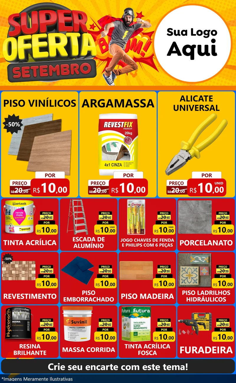 Modelo de Encarte para Encarte Grande com o tema Super Oferta Setembro para Material para Construção