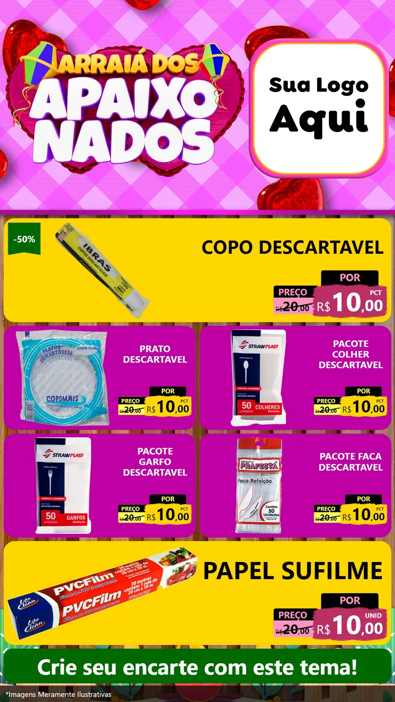 Modelo de TV para TV Vertical com o tema Arraiá dos Apaixonados para Embalagens