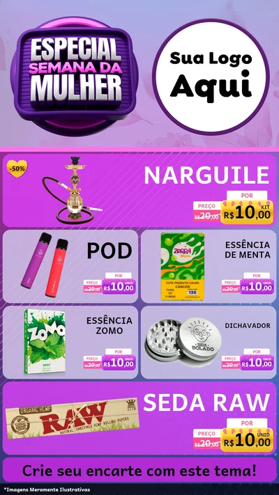 Modelo de TV para TV Vertical com o tema Especial Semana da Mulher para Tabacaria