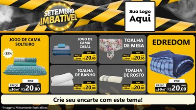 Modelo de TV para TV Horizontal com o tema Setembro Imbatível para Cama, Mesa e Banho