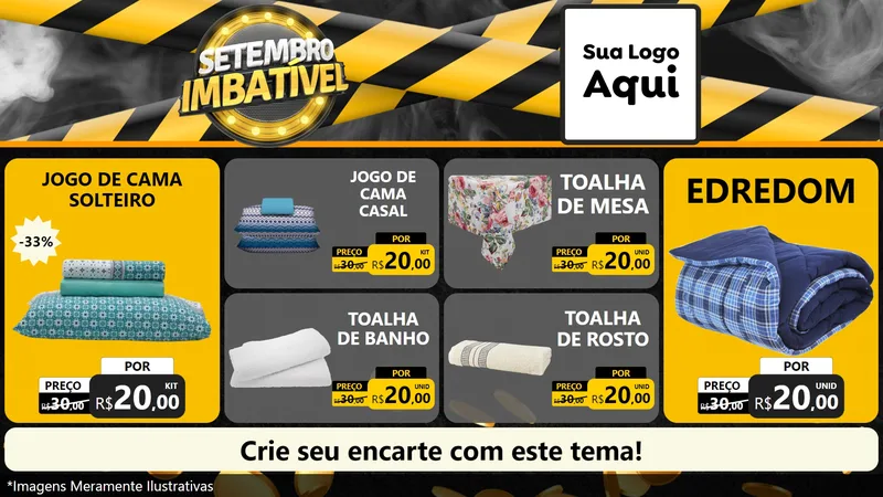 Modelo de TV para TV Horizontal com o tema Setembro Imbatível para Cama, Mesa e Banho
