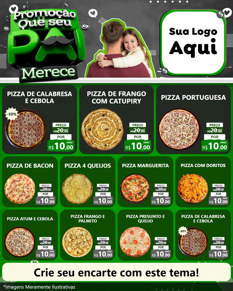 Modelo de Rede Social para Feed Instagram com o tema Promoção Que seu Pai Merece para Pizzaria