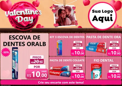 Modelo de Encarte para Encarte A4 Horizontal com o tema Valentine's Day para Higiene Pessoal