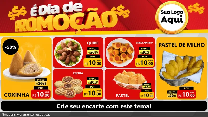 Modelo de TV para TV Horizontal com o tema É Dia De Promoção para Salgadaria