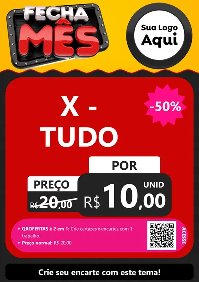 Modelo de Cartaz para Cartaz A4 Vertical com o tema Fecha Mês para Hamburgueria