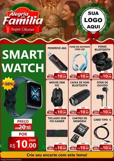 Modelo de Encarte para Encarte A4 Vertical com o tema Alegria Em Família - Super Ofertas para Informática