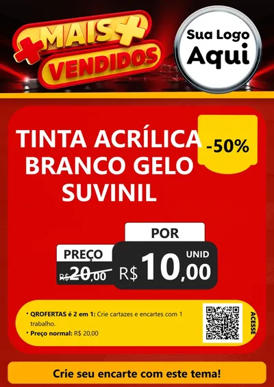Modelo de Cartaz para Cartaz A4 Vertical com o tema Mais Vendidos para Tintas e Ferramentas
