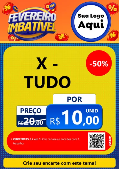 Modelo de Cartaz para Cartaz A4 Vertical com o tema Fevereiro Imbatível para Hamburgueria