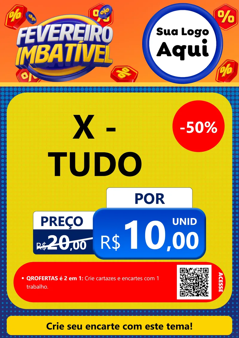 Modelo de Cartaz para Cartaz A4 Vertical com o tema Fevereiro Imbatível para Hamburgueria