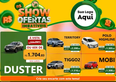 Modelo de Encarte para Encarte A4 Horizontal com o tema Show de Ofertas Imbatíveis para Concessionaria de Carros