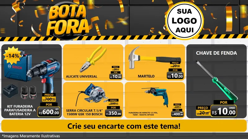 Modelo de TV para TV Horizontal com o tema Bota Fora para Maquinas e Ferramentas