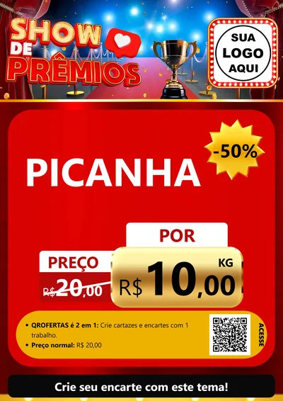 Modelo de Cartaz para Cartaz A4 Vertical com o tema Show de Prêmios para Açougue