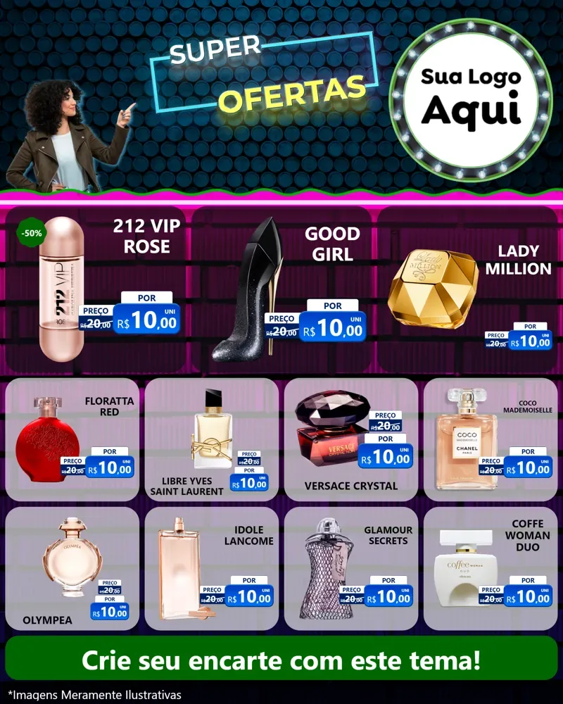 Modelo de Rede Social para Feed Instagram com o tema Super Ofertas para Perfumes