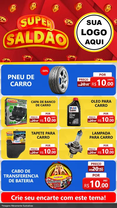Modelo de TV para TV Vertical com o tema Super Saldão para Auto peças