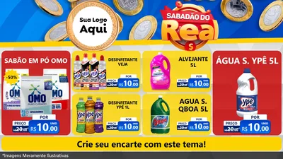 Modelo de TV para TV Horizontal com o tema Sabadão do Real para Produtos de Limpeza
