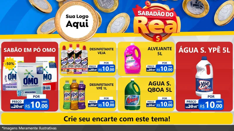 Modelo de TV para TV Horizontal com o tema Sabadão do Real para Produtos de Limpeza