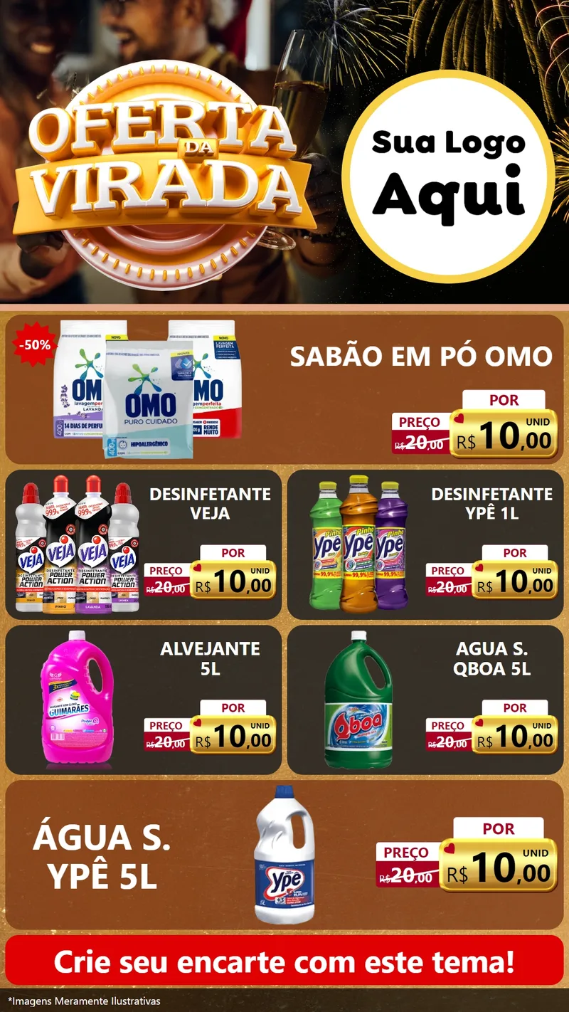 Modelo de TV para TV Vertical com o tema Oferta da Virada para Produtos de Limpeza