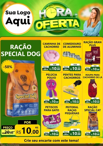 Modelo de Encarte para Encarte A4 Vertical com o tema Hora da Oferta para Pet Shop