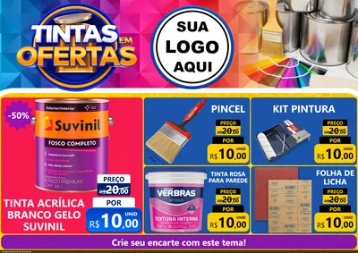Modelo de Encarte para Encarte A4 Horizontal com o tema Tintas em Ofertas para Tintas e Ferramentas