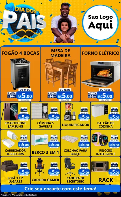 Modelo de Encarte para Encarte Grande com o tema Dia dos Pais para Móveis e Eletro