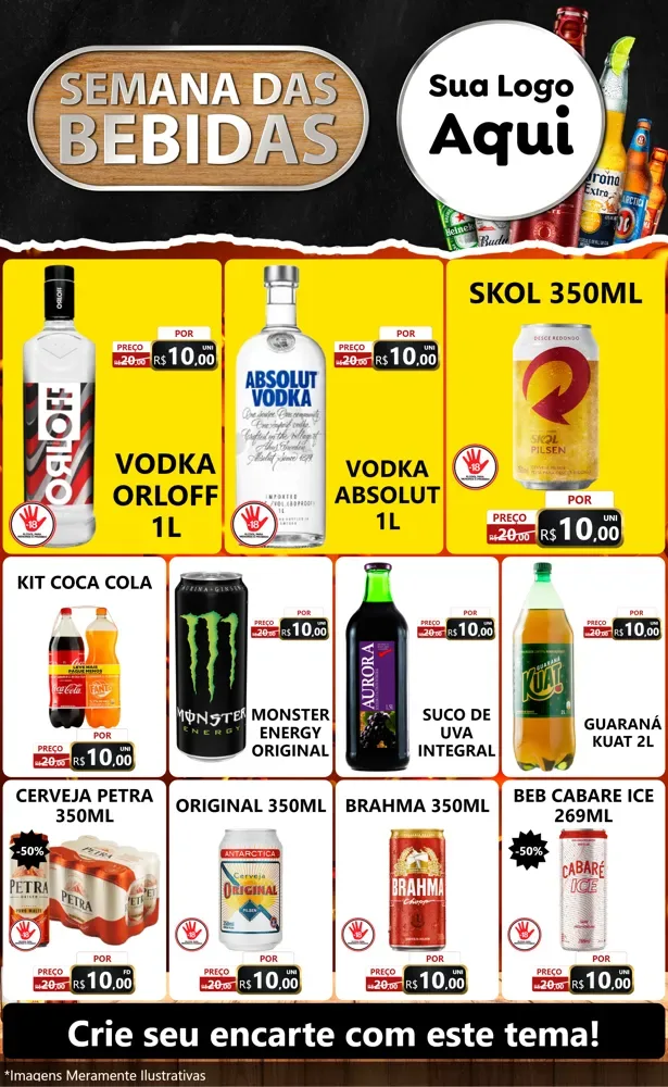 Modelo de Encarte para Encarte Grande com o tema Semana das Bebidas para Distribuidora de bebidas