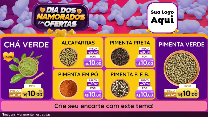 Modelo de TV para TV Horizontal com o tema Dia Dos Namorados Com Ofertas para Produtos Naturais