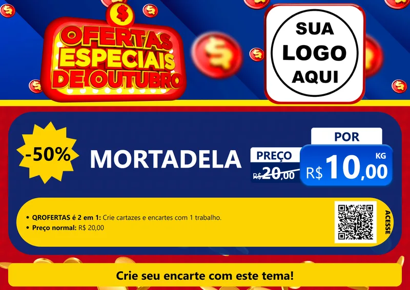 Modelo de Cartaz para Cartaz A4 Horizontal com o tema Ofertas Especiais de Outubro para Frios e Laticínios