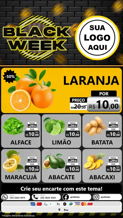 Modelo de Rede Social para Stories com o tema Black Week para Hortifrúti