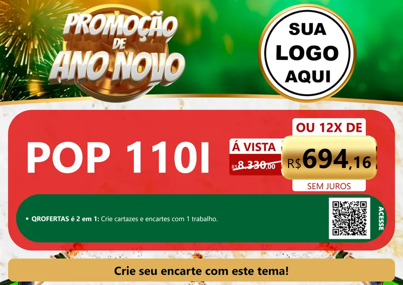 Modelo de Cartaz para Cartaz A4 Horizontal com o tema Promoção de Ano Novo para Concessionaria de Motos