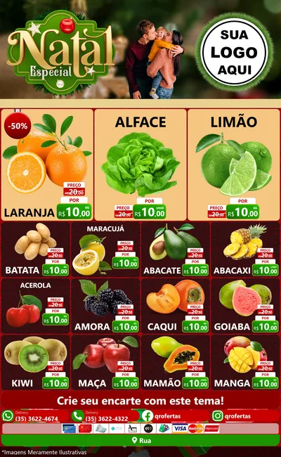 Modelo de Encarte para Encarte Grande com o tema Natal Especial para Hortifrúti