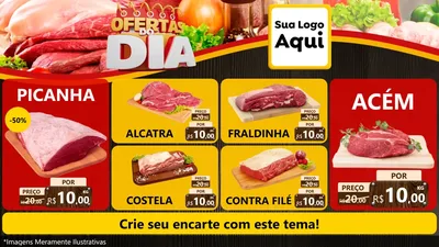 Modelo de TV para TV Horizontal com o tema Ofertas do Dia para Açougue
