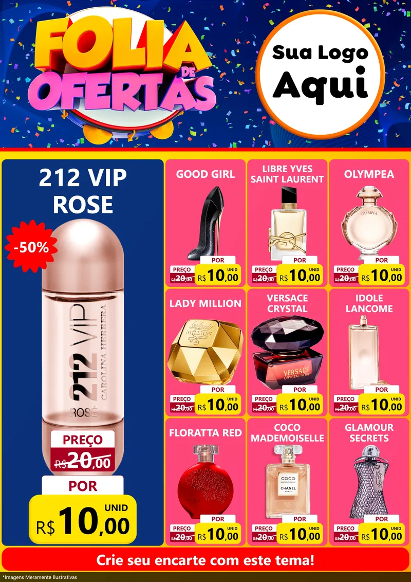 Modelo de Encarte para Encarte A4 Vertical com o tema Folia de Ofertas para Perfumes