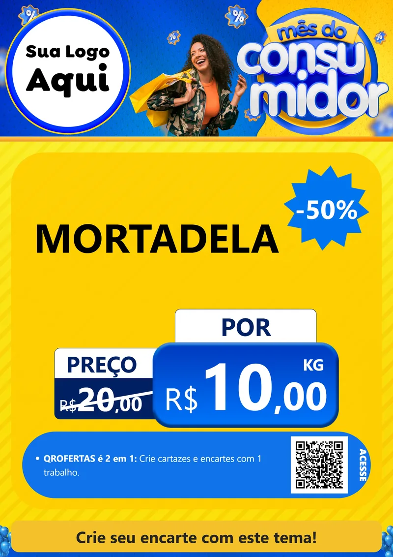 Modelo de Cartaz para Cartaz A4 Vertical com o tema Mês do Consumidor para Frios e Laticínios