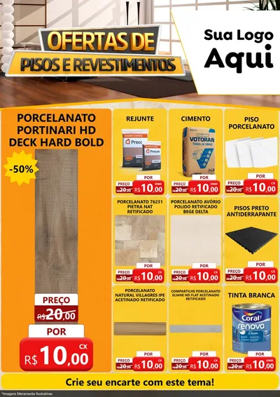 Modelo de Encarte para Encarte A4 Vertical com o tema Ofertas Pisos e Revestimentos para Pisos e revestimentos