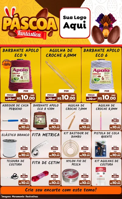 Modelo de Encarte para Encarte Grande com o tema Páscoa Fantástica para Armarinho e Aviamentos