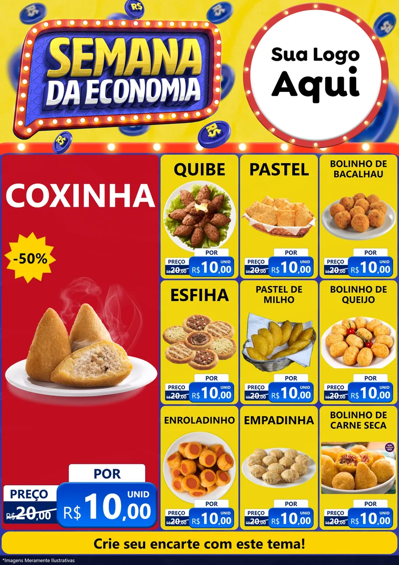 Modelo de Encarte para Encarte A4 Vertical com o tema Semana da Economia para Salgadaria