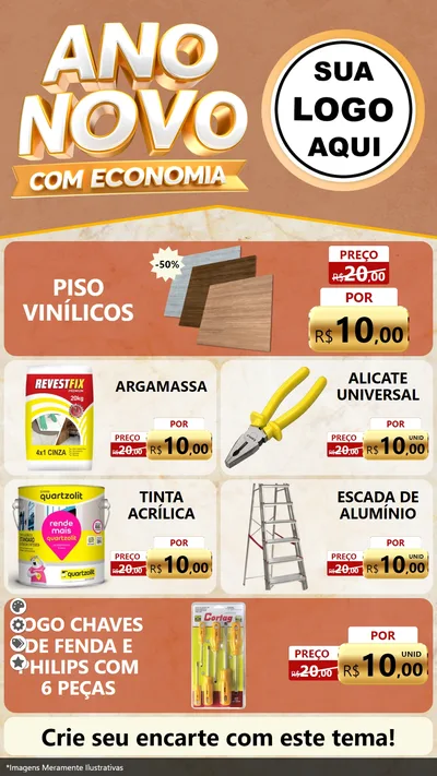 Modelo de TV para TV Vertical com o tema Ano Novo Com Economia para Material para Construção