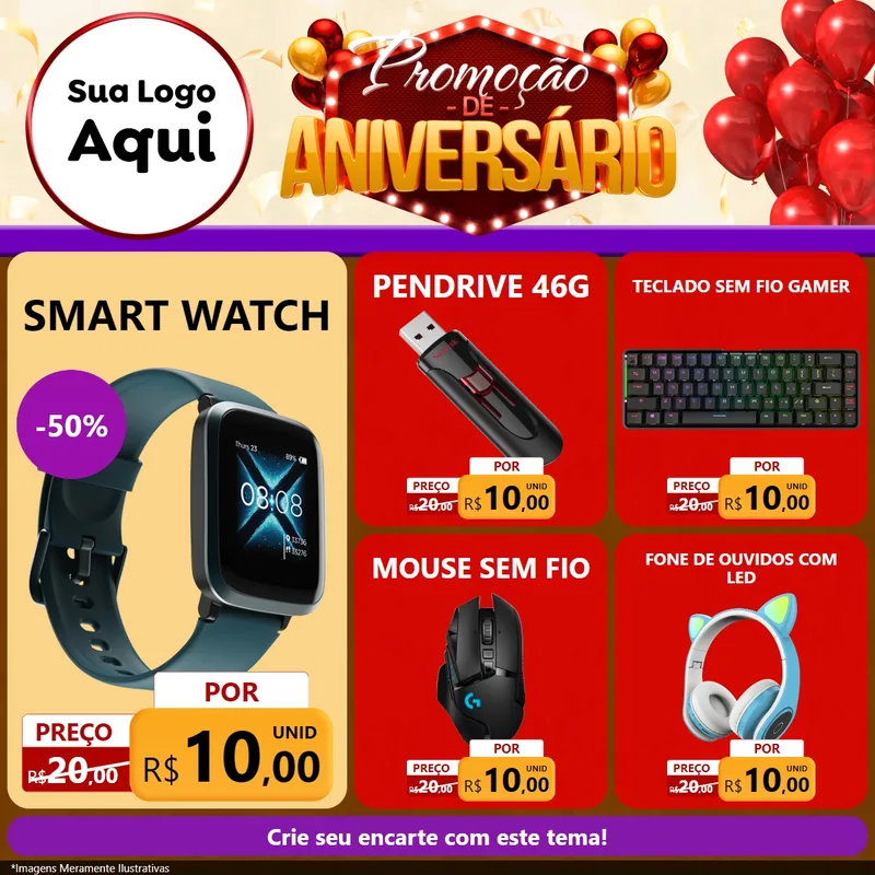 Modelo de Rede Social para Feed Facebook com o tema Promoção de Aniversário para Informática