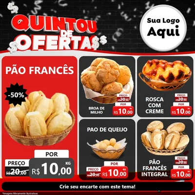 Modelo de Rede Social para Feed Facebook com o tema Quintou de Ofertas para Padaria