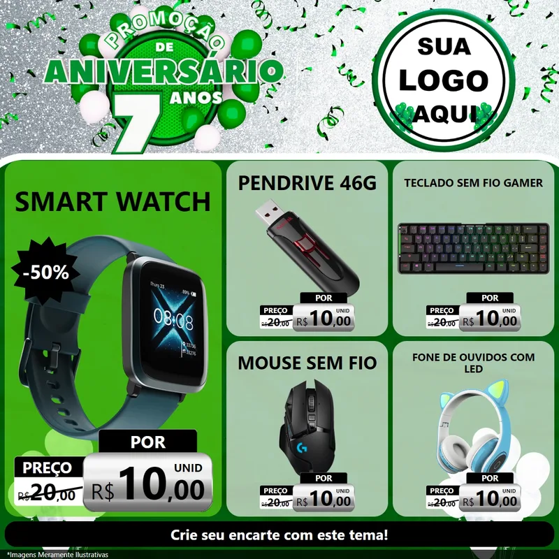Modelo de Rede Social para Feed Facebook com o tema Promoção de Aniversário - 7 Anos para Informática
