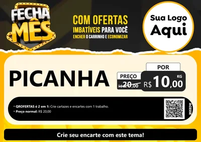 Modelo de Cartaz para Cartaz A4 Horizontal com o tema Fecha Mês para Açougue
