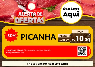 Modelo de Cartaz para Cartaz A4 Horizontal com o tema Alerta de Ofertas para Açougue