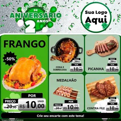Modelo de Rede Social para Feed Facebook com o tema Promoção de Aniversário - 2 Anos para Assados