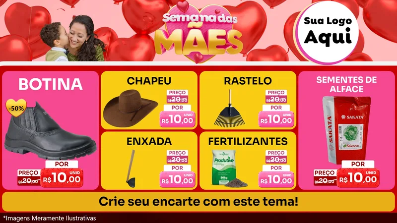 Modelo de TV para TV Horizontal com o tema Semana Das Mães para Agropecuária