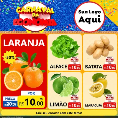 Modelo de Rede Social para Feed Facebook com o tema Carnaval da Economia para Hortifrúti